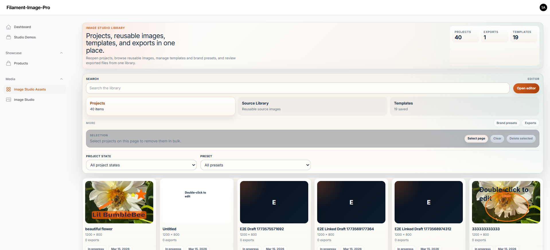 Filament Image Studio Pro Interface